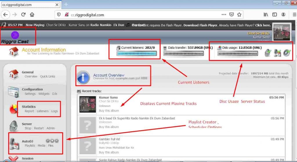 Riggro Cast- monitor the live statics from our Automation software.